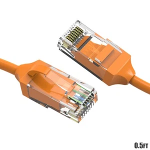 0.5FT CAT6 RJ45 Slim Ethernet LAN Network Cable UTP Copper Wire 28AWG Orange - Picture 1 of 5