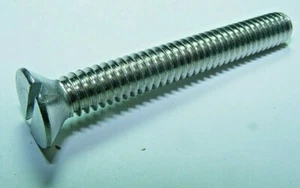 QTY25 FLAT HEAD 1/4-20x2" COUNTER SINK 18-8 STAINLESS SCREW SLOTTED FULL THREAD - Picture 1 of 9