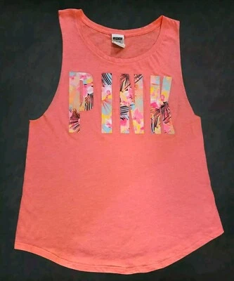 CAMISETA SIN MANGAS VICTORIA'S SECRET ROSA TROPICAL FLORAL CORAL/ROSA MUSCULOSA - XS (XS, S, M) Foto 1 de 4