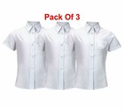3 Pack Girls Shirt Blouse Top White School Uniform Short Sleeve 3-18yrs, 26"-50"