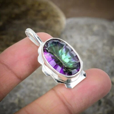 Schöner Mystic Topas Edelstein 925 Sterlingsilber Handgefertigter Anhänger S-39 - Bild 1 von 4