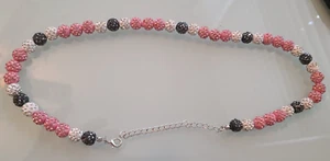 Multi color Silver-Rose Gold- Black bobbles BASEBALL BLING NECKLACE optimal 20" - Picture 1 of 1