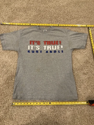 Kurt Angle It’s True It’s True Original Shirt L WWF WCW WWE Gray Cover