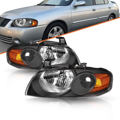 Par de faros negros de 4 puertas para Nissan Sentra Base LE S XE SE-R 2004-2006 Foto 1 de 4