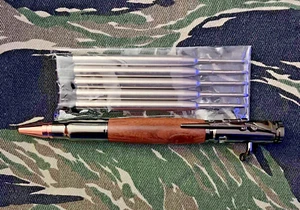 Pen, Bolt Action .30 Caliber with Gun Metal and Brass Trim...Zebrawood Body - Picture 1 of 1