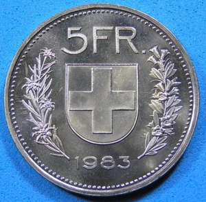 Switzerland 5 Francs Coin 1983 Nice High Grade KM-40a.2, Combined Shipping - Picture 1 of 2