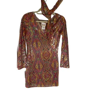 Disco Dolly Costume Women's Size Small Sequin Dress Scarf Groovy - Picture 1 of 6