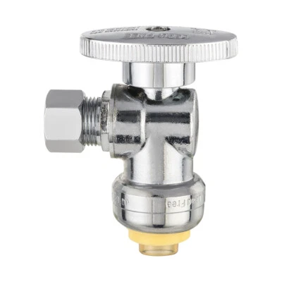 EFIELD 1 Piece 1/2" Push Fit × 3/8" OD Compression 1/4-Turn Angle Stop Valve