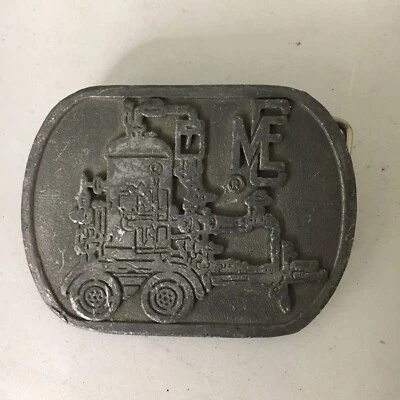 SERVICIOS DE REPARACIÓN DE CAMPOS PETROLEROS MEC de la década de 1980 vintage peltre hebilla de cinturón compañía petrolera Foto 1 de 4