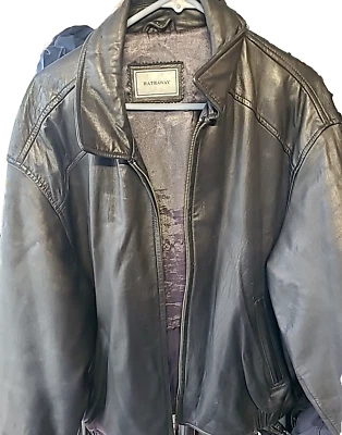 Chaqueta de cuero de motociclista de cuero negra talla XL de Hathaway  Foto 1 de 4