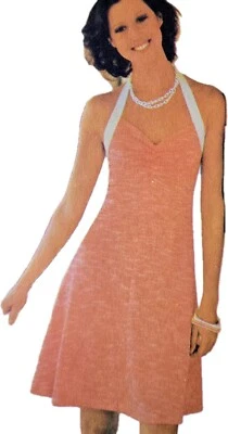 1980s Gathered Bust Halter Neck Dress Fit N Flare Butterick Sewing Pattern 3702 - Image 1 of 3