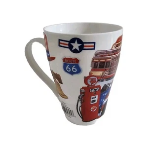 Americana Route 66 Patriotic 15 oz Coffee Mug Cup USA Cardew Design New Diner - Picture 1 of 24