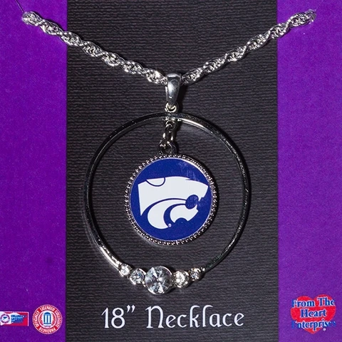 KANSAS STATE WILDCATS Jewelry Necklace Earrings Silver Rhinestone Compact Mirror Cover