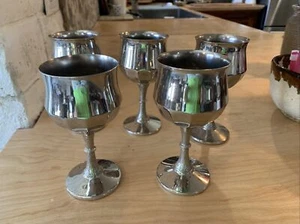 set/5 silver wine stems - organic tree bark stem and fluted bowl,made in England - Picture 1 of 3