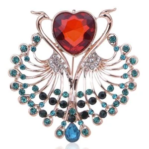 Spilla cristallo strass austriaco cuore fenice amore rosso acqua animali B057 - Foto 1 di 4