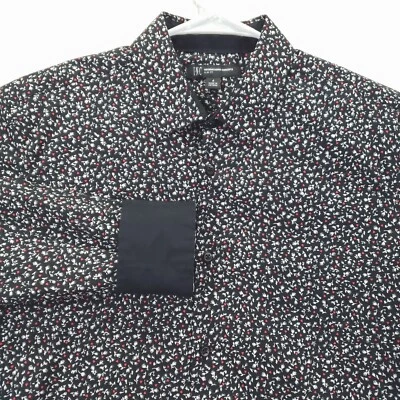 INC International Concepts Shirt Men Small Black White Stretch Flip Cuffs Button - Image 1 of 4