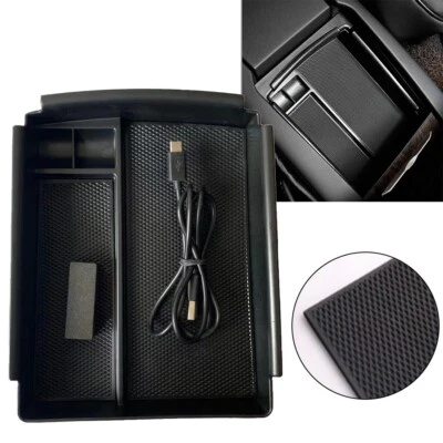 Console Armrest Storage Box Phone Wireless Charger For Tesla Model X S 2016-2020 - Imagem 1 de 3