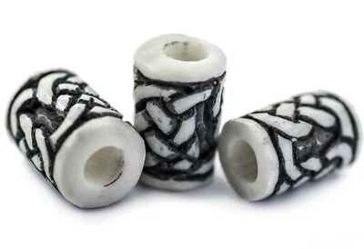 2 x Knochen Bartperle Loch3,8mm Celtik Knotwork Bartschmuck  + 50 Bartgummis - Bild 1 von 4