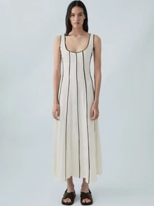 Massimo Dutti Women's Linen Sleeveless Cinched-waist Vest Dress Mid-length Dress - Picture 1 of 11