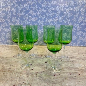 Juego de 6 copas cordiales champán verde vástago remolino retorcido 6 7/8" Navidad - Imagen 1 de 11