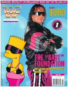 RARE Original WWF MULTI-SIGNED X7 MAY 1997 Bret Hart Simpsons Wrestling Magazine - Picture 1 of 10
