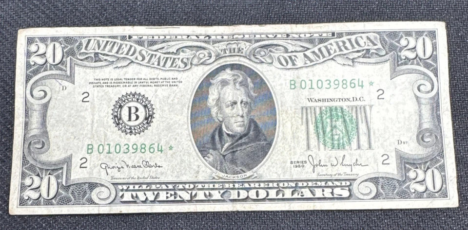 1950 $20 Federal Reserve Note * STAR NOTE * Replacement  New York FR 2059B*  - Image 1 of 2