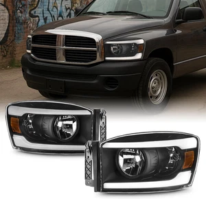- Fits 2006-2008 Dodge Ram 1500 2500 3500 Black Housing Headlights Pair Left + R - Bild 1 von 12
