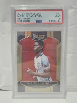 2016-17 Panini Select #77 Marcus Rashford RC Red Prizm Rookie /199 England PSA 9 - Image 1 of 2