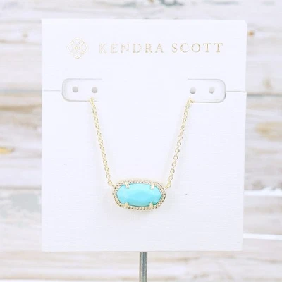 Collar Kendra Scott Elisa azul claro magnesita chapado en oro nuevo sin etiquetas Foto 1 de 4