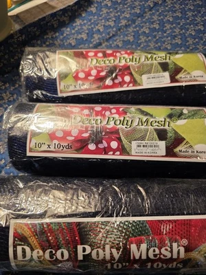 Deco Poly Mesh Solid Navy 3 Rolls, NEW - Image 1 of 2