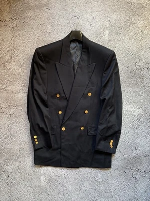 Blazer eléctrico vintage Yves Saint Laurent negro lana dorado botones años 80 icónico 48 Foto 1 de 4