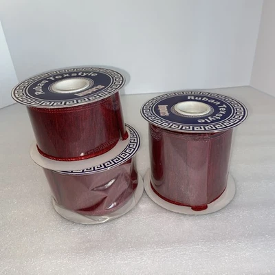 Ruban Texstyle Wired Red Ribbon Christmas (2) 2.5"X10 Yd (1) 4"X10 Yd Lot of 3 - Image 1 of 4