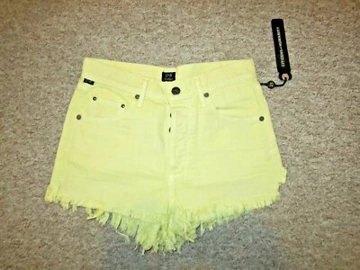 Citizens of Humanity W25 UK 6-8 Denim Shorts Size 25 Yellow High Waist CHLOE NEW - Image 1 of 4