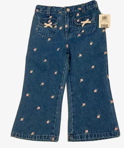 Jeans Glory Desteñidos Niñas Talla 3T Bordados Flores Rosa - Imagen 1 de 2