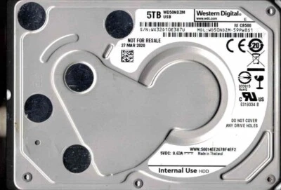 WD50NDZM-59PW8S1 WX32D Mar 2020 Thailand Western Digital 5TB USB C Festplatte - Bild 1 von 2
