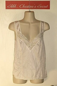 VINTAGE Camisole Slip Top Lingerie Lavender Nylon Stretch Lace Sz L / 36'' * VG+ - Picture 1 of 5