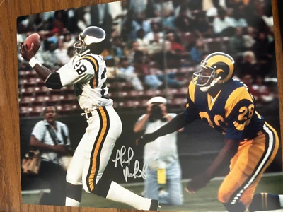 Vikingos Ahmad Rashad firmado 8x10 con certificado de autenticidad  Foto 1 de 3
