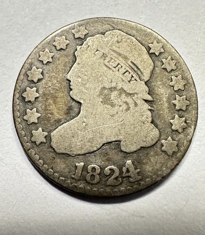 1824/2 Capped Bust Dime Overdate Mint Error Rare Coin. #3975 Cover