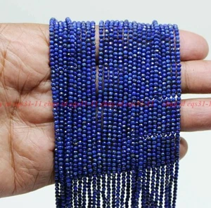 Blue Lapis Lazuli Beads, Micro Faceted Round Beads, 2/3/4mm 13" Inches Strand - Picture 1 of 4