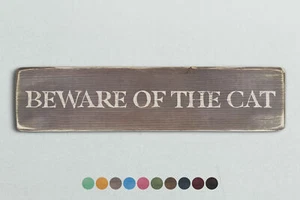 VORSICHT VOR DER KATZE Holzschild im Vintage Stil. Shabby Chic Retro Wohngeschenk - Bild 1 von 2