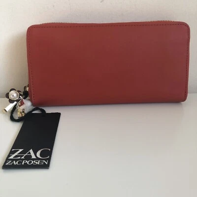 NWT $225 ZAC Zac Posen Eartha Earthette Floral Zip Checkbook Wallet Geranium Red - Image 1 of 4
