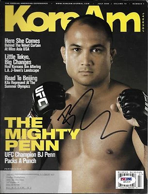 BJ Penn Signed July 2008 KoreAm Journal Magazine PSA/DNA COA UFC 46 80 Autograph - Image 1 of 3
