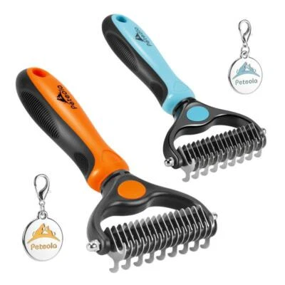 Peteola - Pet Grooming Brush - 2 Sided Undercoat Rake for Cats & Dogs - NEW - Image 1 of 4