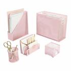 Blu Monaco 5 Piece Pink Office Supplies Desk Organizer Set - with Desktop Han...