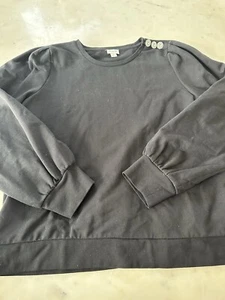 J Crew schwarzes Sweatshirt Schmuckknöpfe Größe L - Bild 1 von 4