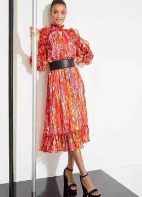 STAR by Julien Macdonald Size 8 Cold Shoulder Frill Detail Midi Dress NEW - Image 1 of 4