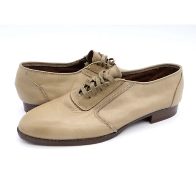 Zapatos de vestir Dexter Oxfords para mujer 8,5 beige cuero punta lisa hechos en EE. UU. Foto 1 de 4