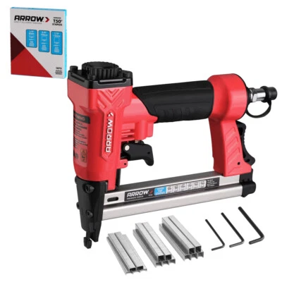 Arrow Pneumatic Staple Gun, Oil-Free Upholstery Stapler 1/4" 3/8" 1/2" Staples - Image 1 of 4
