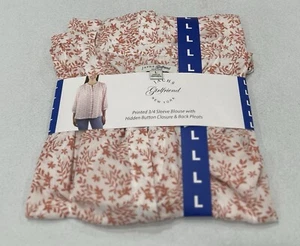 Jachs Girlfriend Women's Printed 3/4 Sleeve with Hidden Button Blouse, Pink, L - Picture 1 of 5