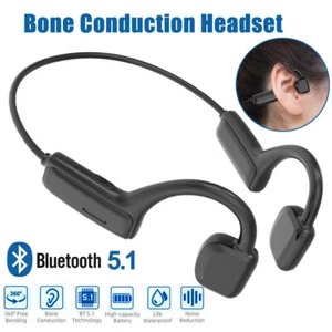 Bone Conduction Headphones Bluetooth 5.1 Wireless Earbuds Outdoor Sport Headset - Picture 1 of 11
